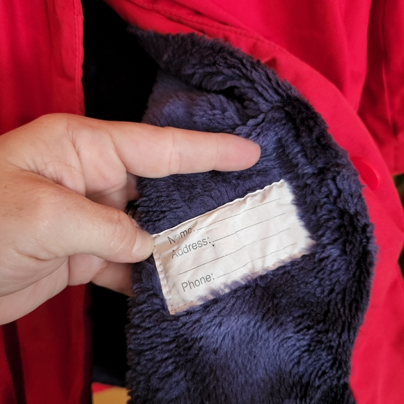 Rothschild 💜 Vintage Red Dress Coat Jacket Pleated Plaid Faux Fur Lined Girls 4 - Picture 9 of 11